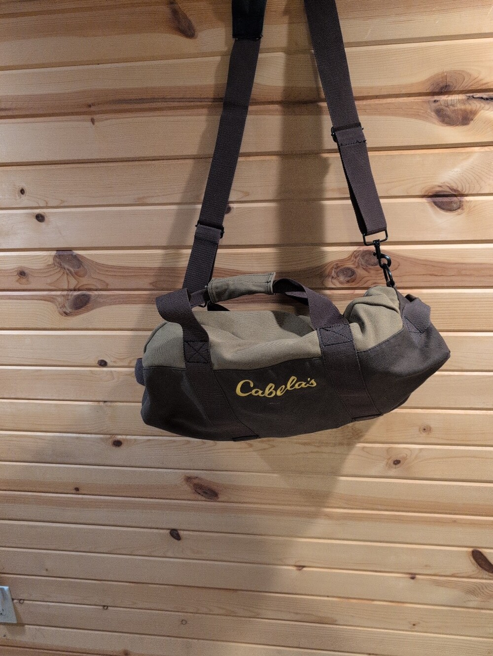 Cabela's Olive & Brown Canvas Duffel with Adjustable Shoulder Strap